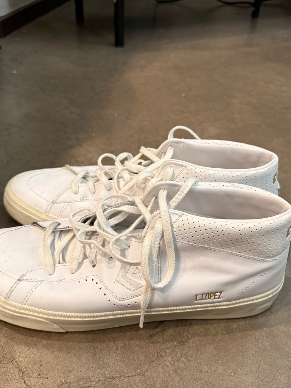 Converse Cons Louie Lopez Pro Men’s White Low-Top Leather Sneakers - Picture 2 of 9